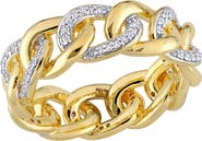 DELMAR 18K Yellow Gold Plated Sterling Silver Diamond Link Ring - 0.25 ctw.