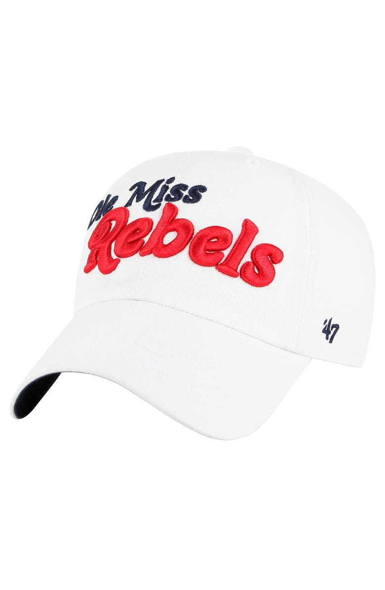 '47 Women's '47 White Ole Miss Rebels Pensacola Clean Up Adjustable Hat, Main, color, 