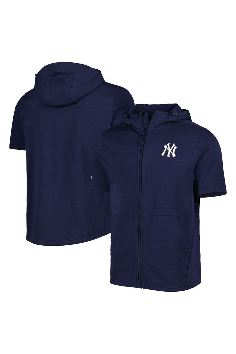 Men's Levelwear Navy New York Yankees Recruit Full-Zip Short Sleeve Hoodie, Main, color, Navy