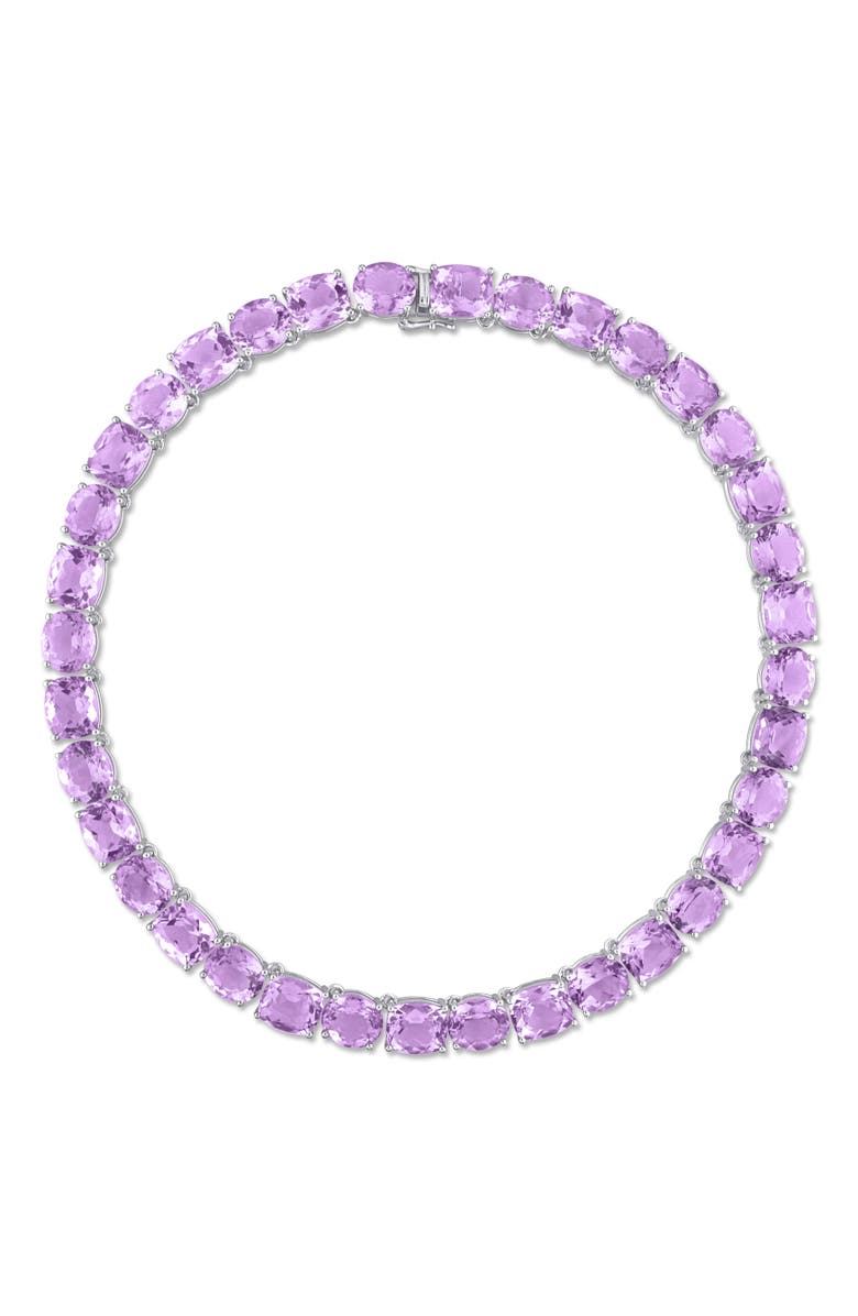 Julianna B. Rose de France Tennis Necklace Sterling Silver, Alternate, color, Pink Amethyst