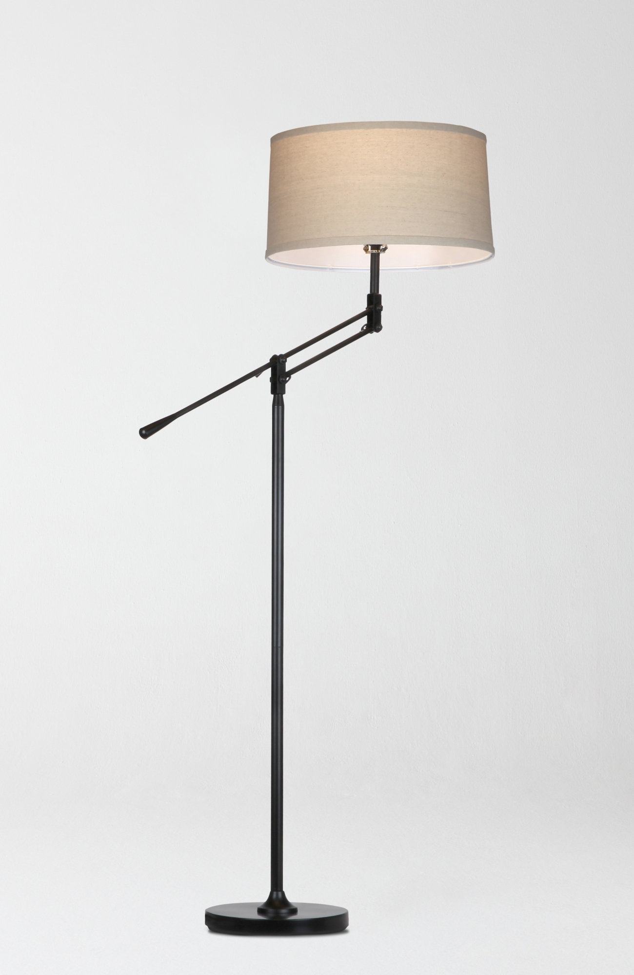 Brightech Ava 61' LED Mid-Century Modern Adjustable Floor Lamp with Fabric Drum Shade - Classic Black