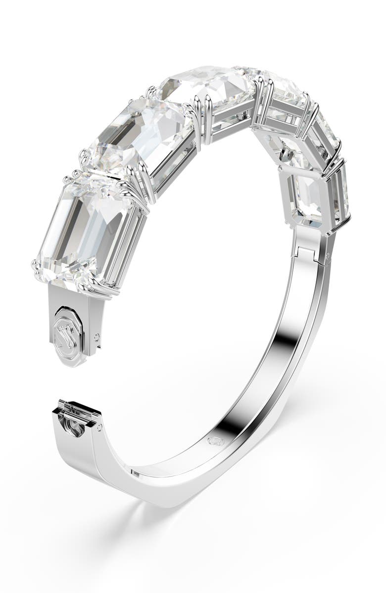 Swarovski Millenia Octagon Crystal Bangle Bracelet, Alternate, color, White/ Silver