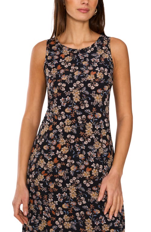 Vince Camuto Floral Print Sleeveless Maxi Dress In Rich Black