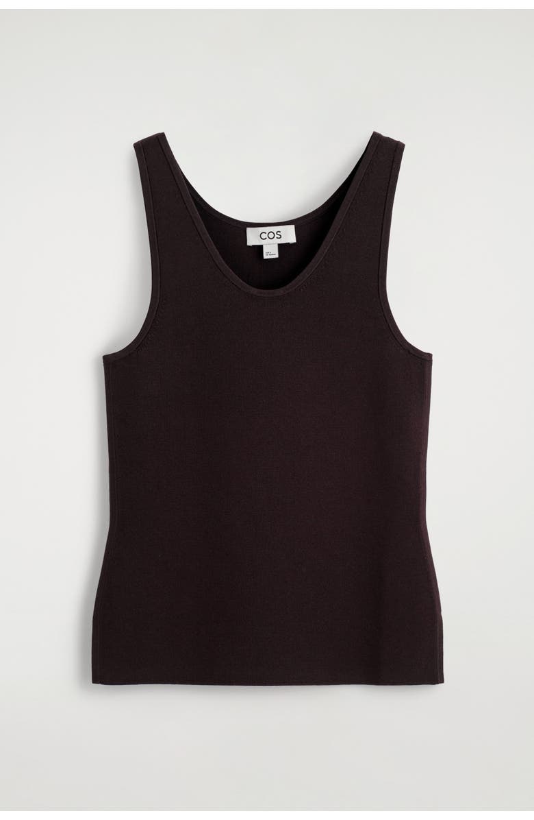 COS Knitted Scoop-Neck Tank Top, Alternate, color, Brown