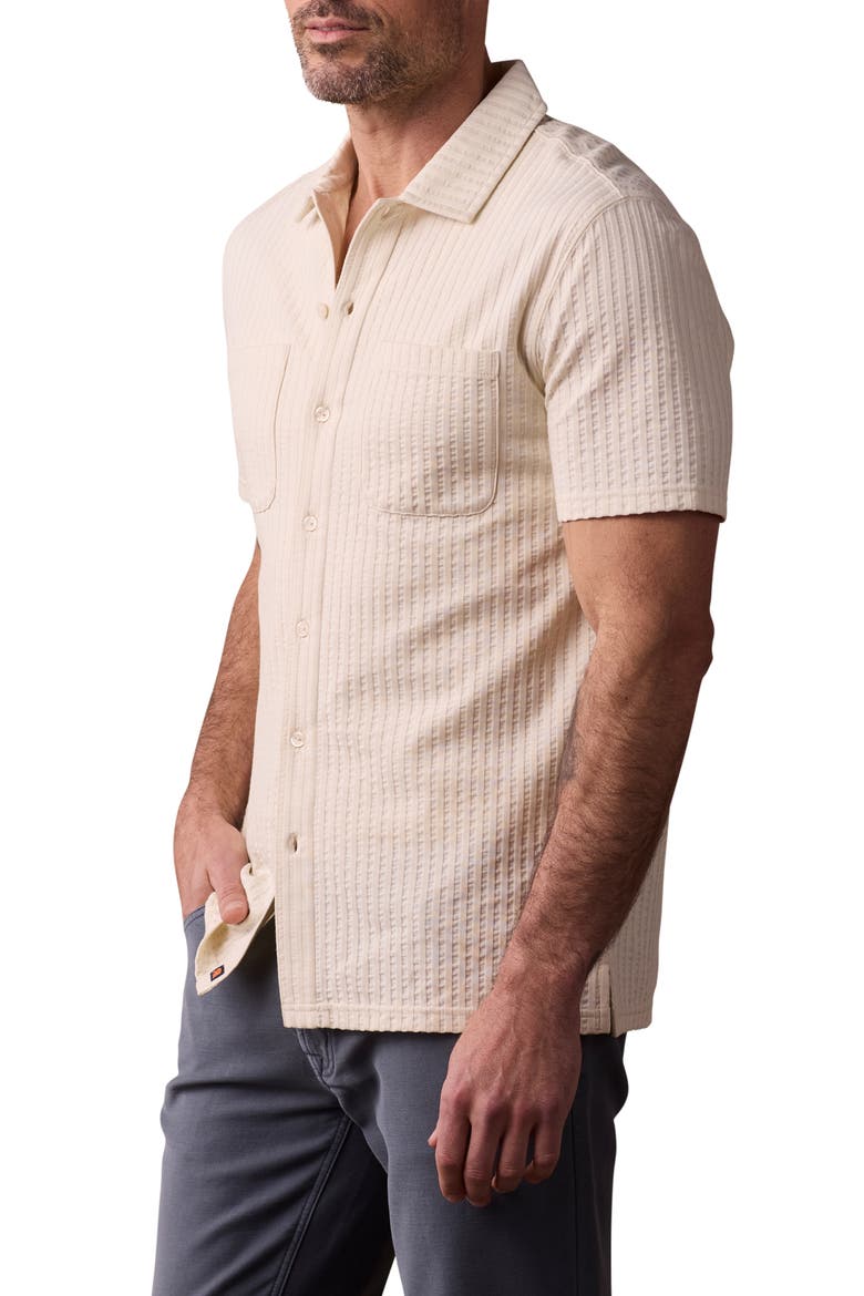 Getaway Short Sleeve Knit Button-Up Shirt, Alternate, color, STONE