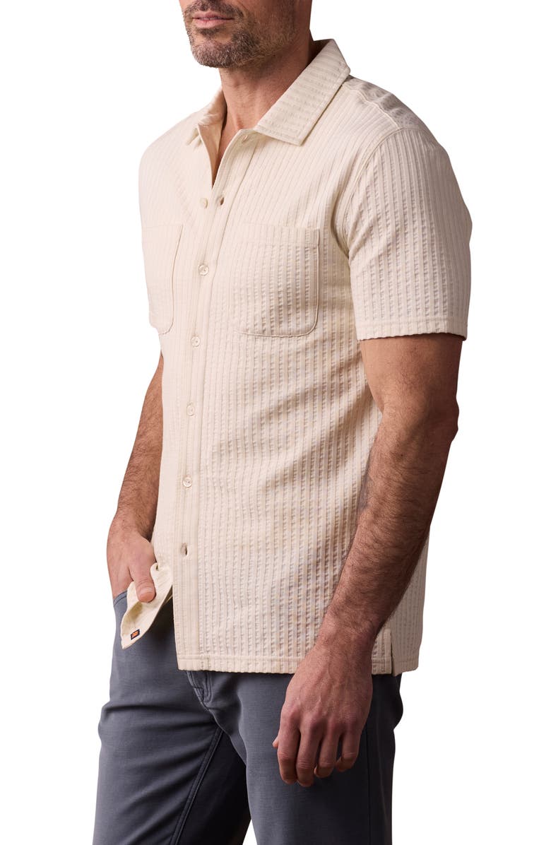 The Normal Brand Getaway Short Sleeve Knit Button-Up Shirt, Alternate, color, Stone
