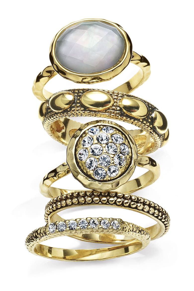 Multi Stone Stackable Rings, Alternate, color, MOONSTONE MLTI/GLD