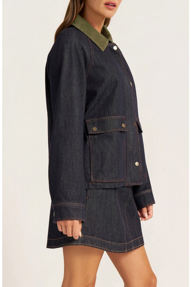 Marley Corduroy Collar Denim Jacket, Alternate, color, DENIM/ OLIVE