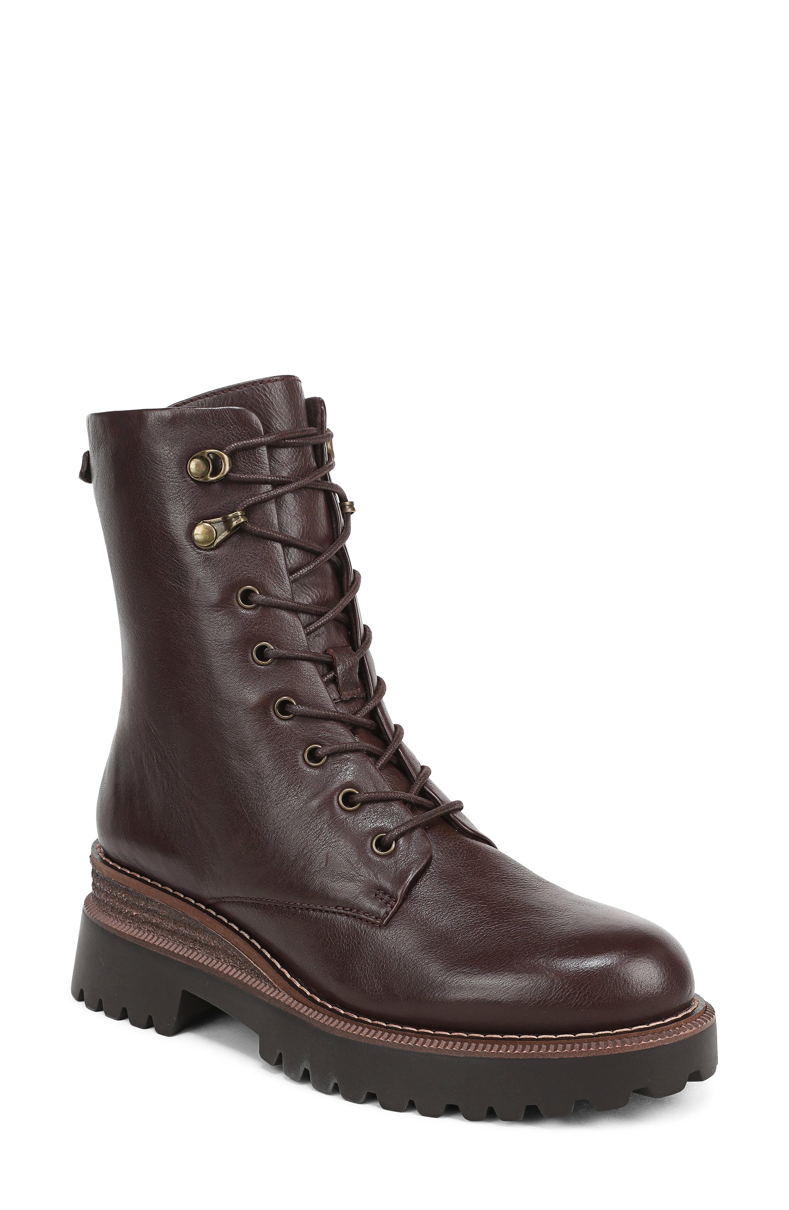 Gemma Leather Combat Boot, Main, color, SPICED PECAN