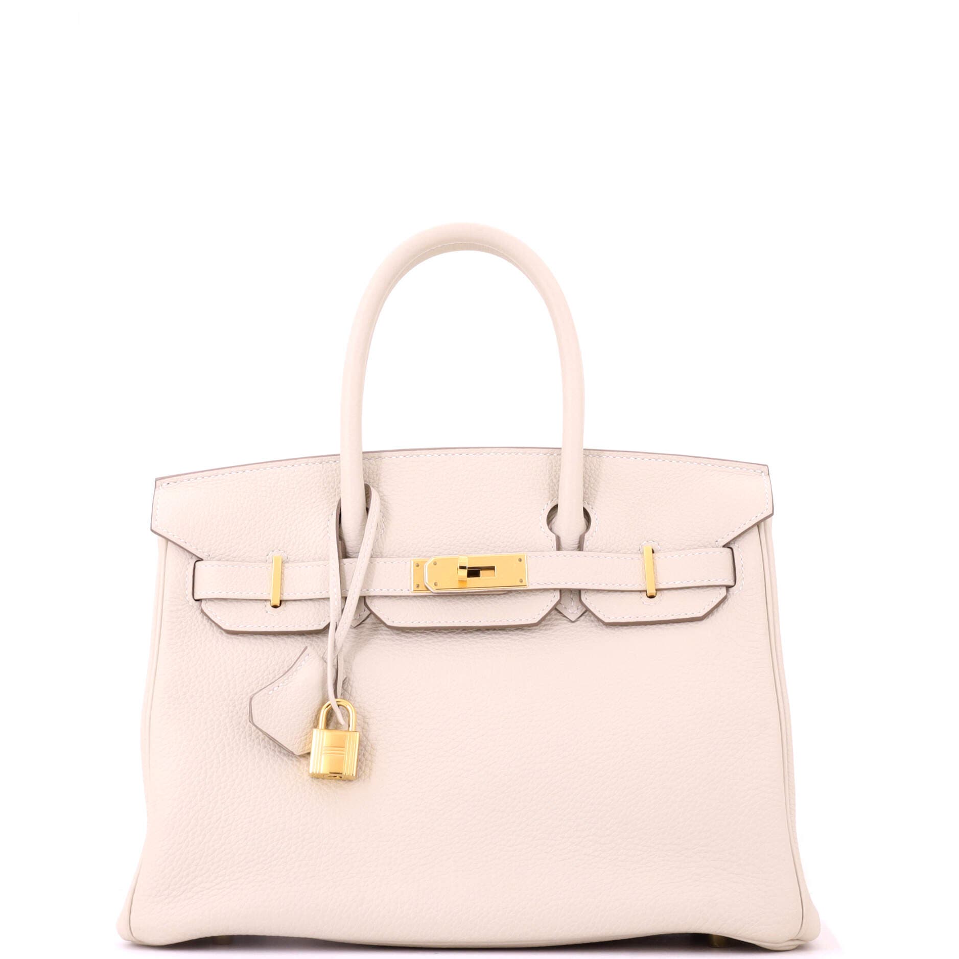 Pre-Owned Hermes Birkin Handbag Light Togo with Gold Hardware 30, Main, color, Craie