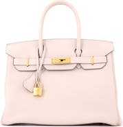 Pre-Owned Hermes Birkin Handbag Light Togo with Gold Hardware 30