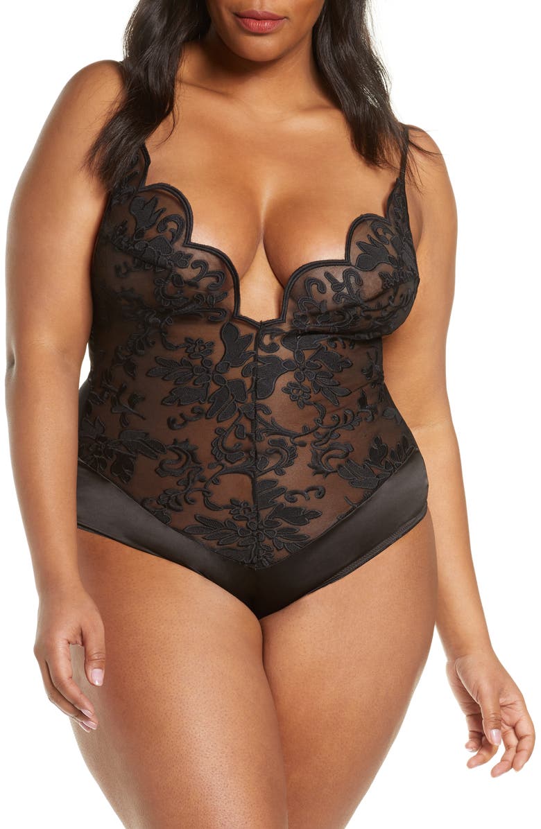 Oh La La Cheri Lyla Embroidered Lace Teddy, Main, color,