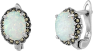 Spero London High Quality White Opal Earrings With Marcasite Gemstone