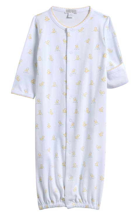 Hatchlings Print Convertible Pima Cotton Gown (Baby)