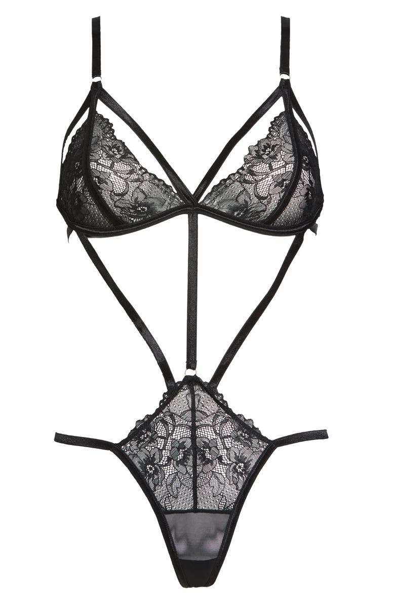 Oh La La Cheri Amiami Underwire Lace Teddy, Alternate, color,
