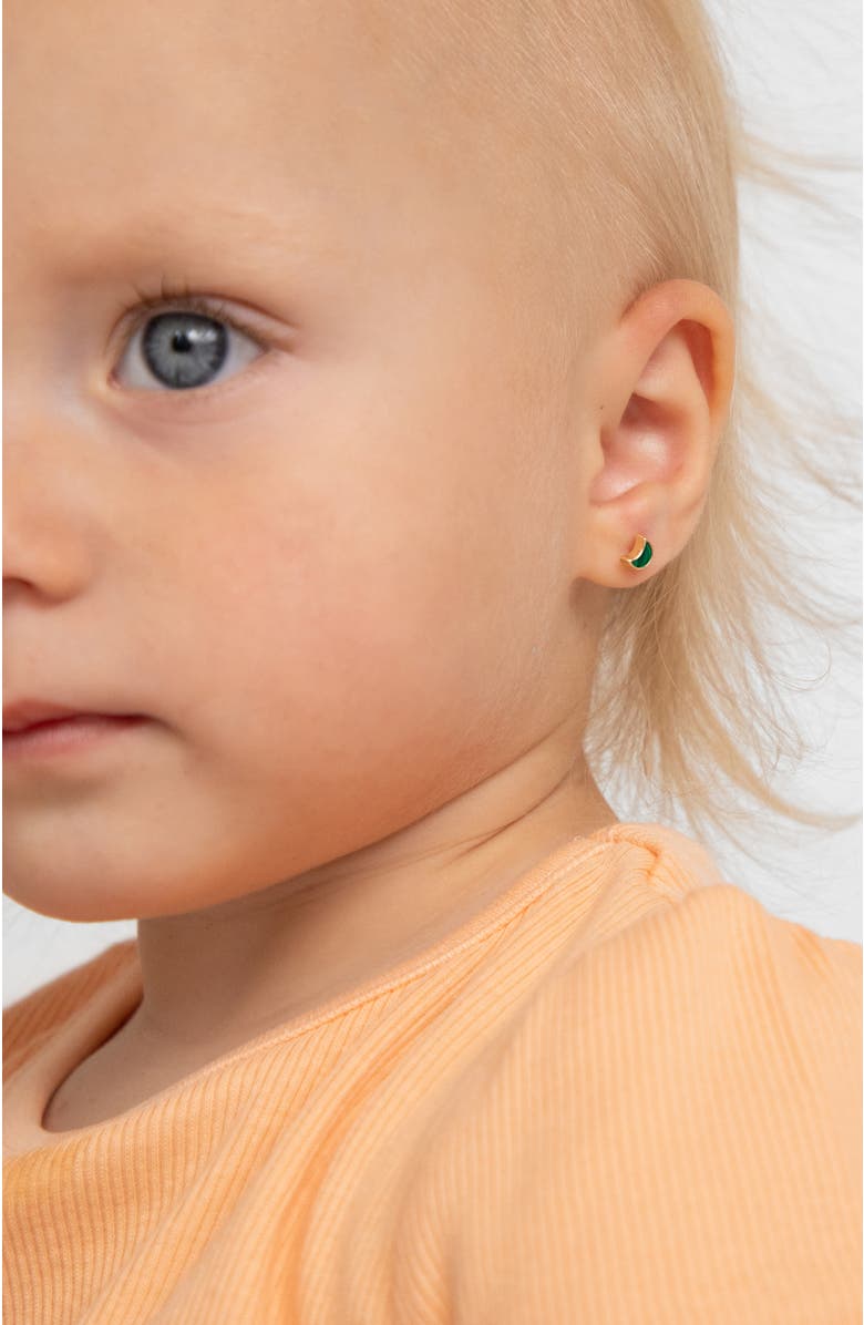 In Season Jewelry 14k Malachite Shaped Earrings, Alternate, color, Green