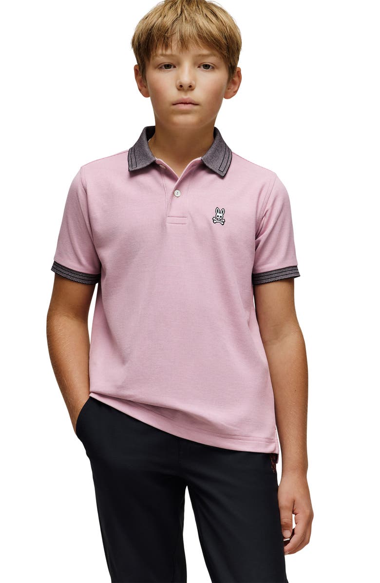 Psycho Bunny Kids' Murphy Pima Cotton Piqué Polo, Alternate, color, Mauve Shadows