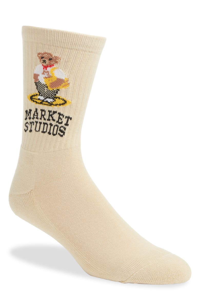 MARKET Bag Bear Crew Socks, Main, color, Beige