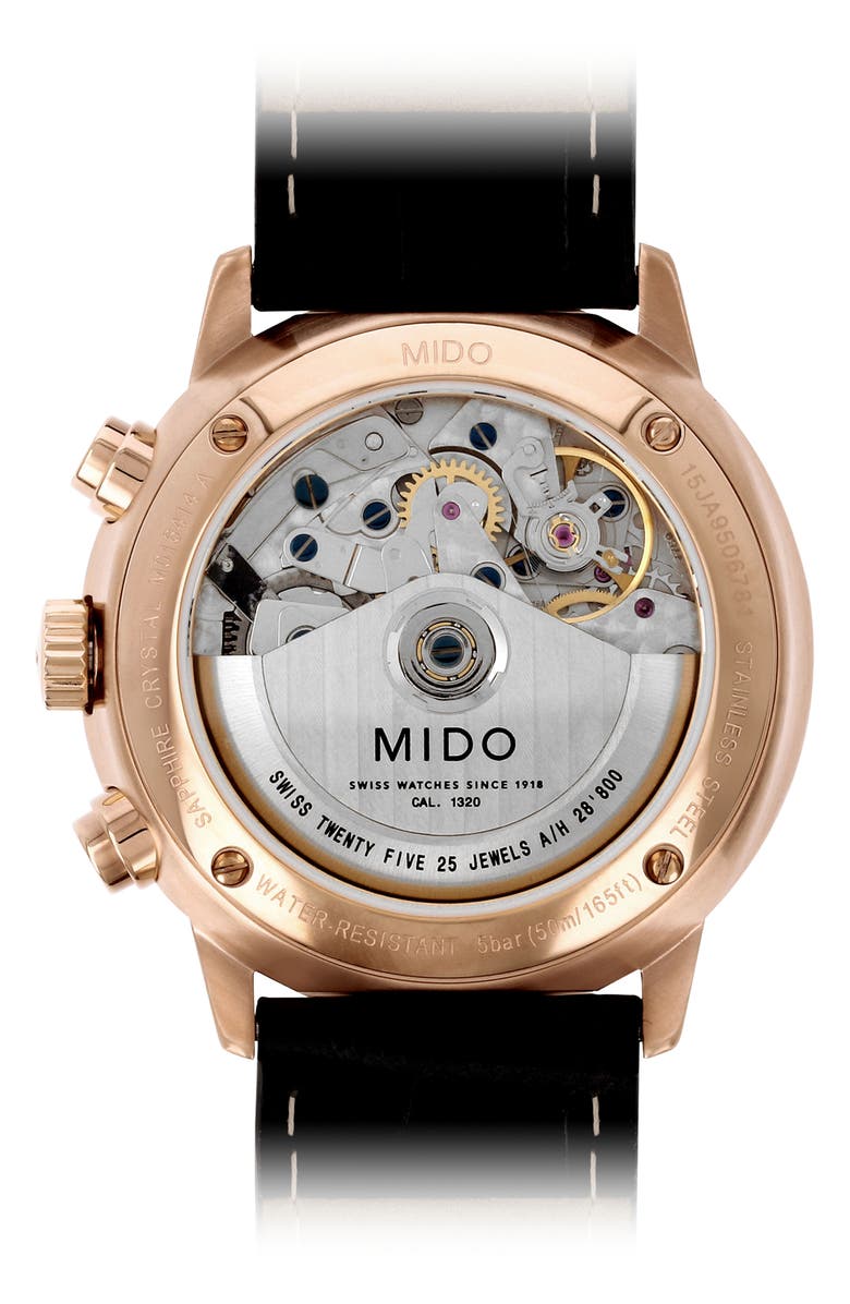 MIDO Commander Chronometer Leather Strap Watch, 42mm, Alternate, color,