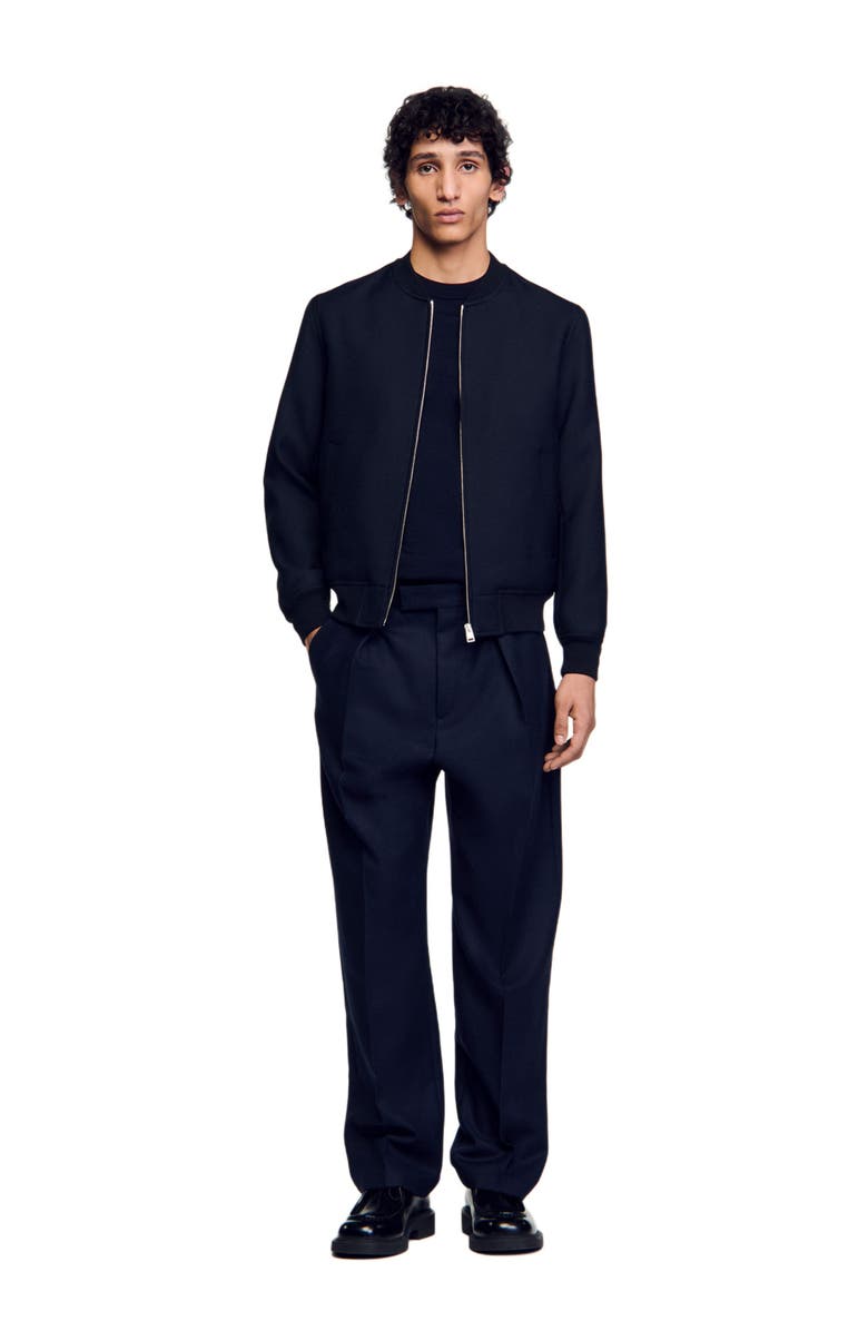 SANDRO Zip-up varsity jacket, Alternate, color, 