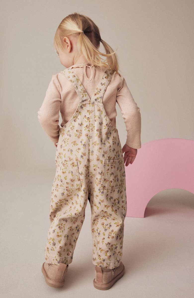 NEXT Kids' Long Sleeve Cotton T-Shirt & Floral Overalls Set, Alternate, color,