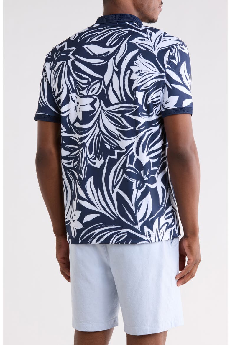 Floral Quarter Zip Knit Polo, Alternate, color, NAVY