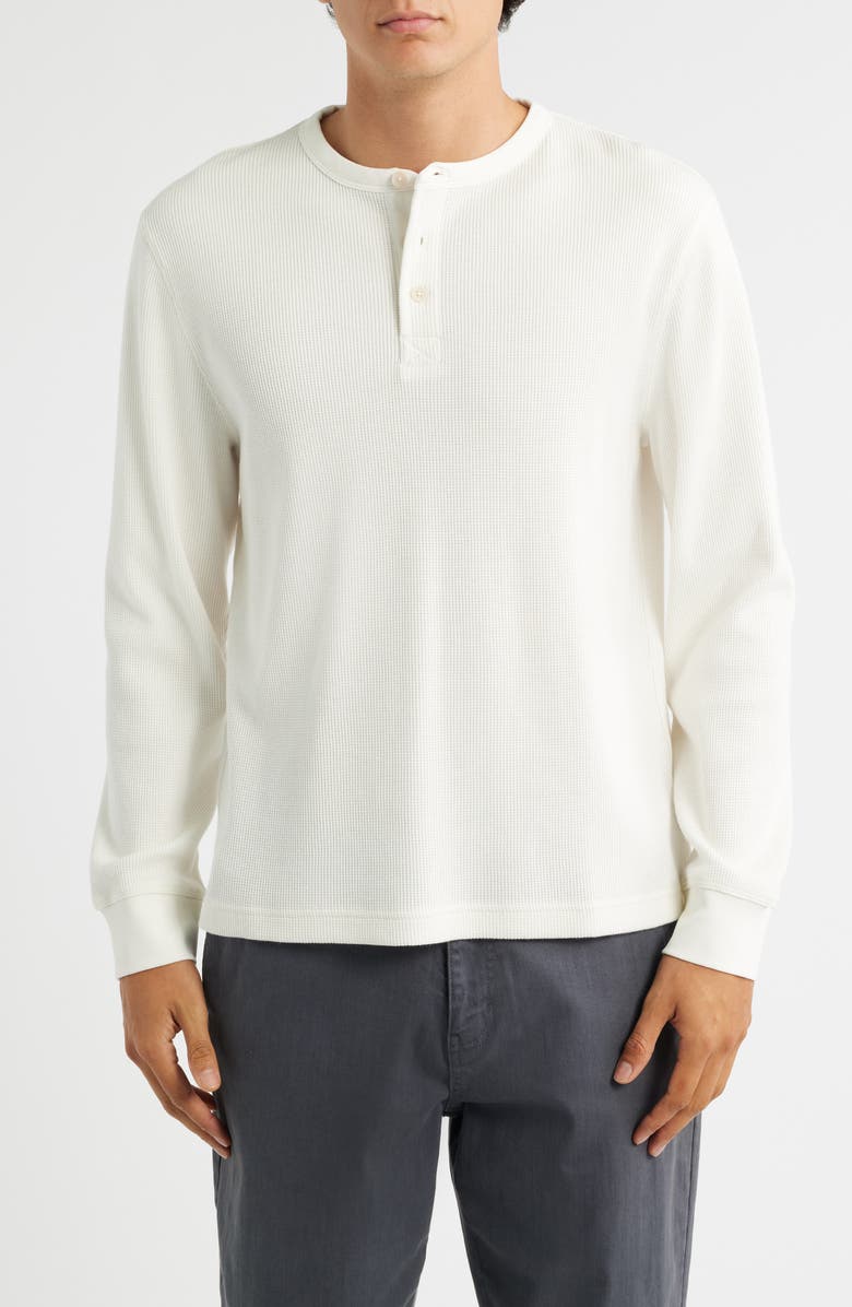 Wax London Waffle Stitch Long Sleeve Henley, Main, color, Ecru