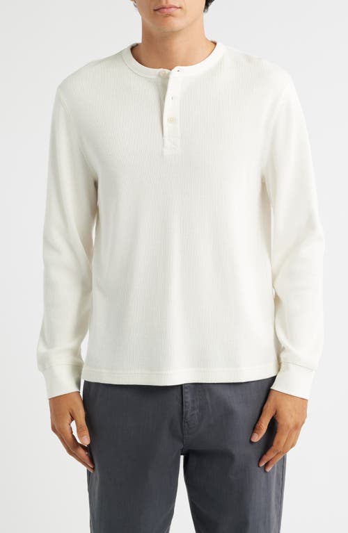 Wax London Waffle Stitch Long Sleeve Henley in Ecru 
