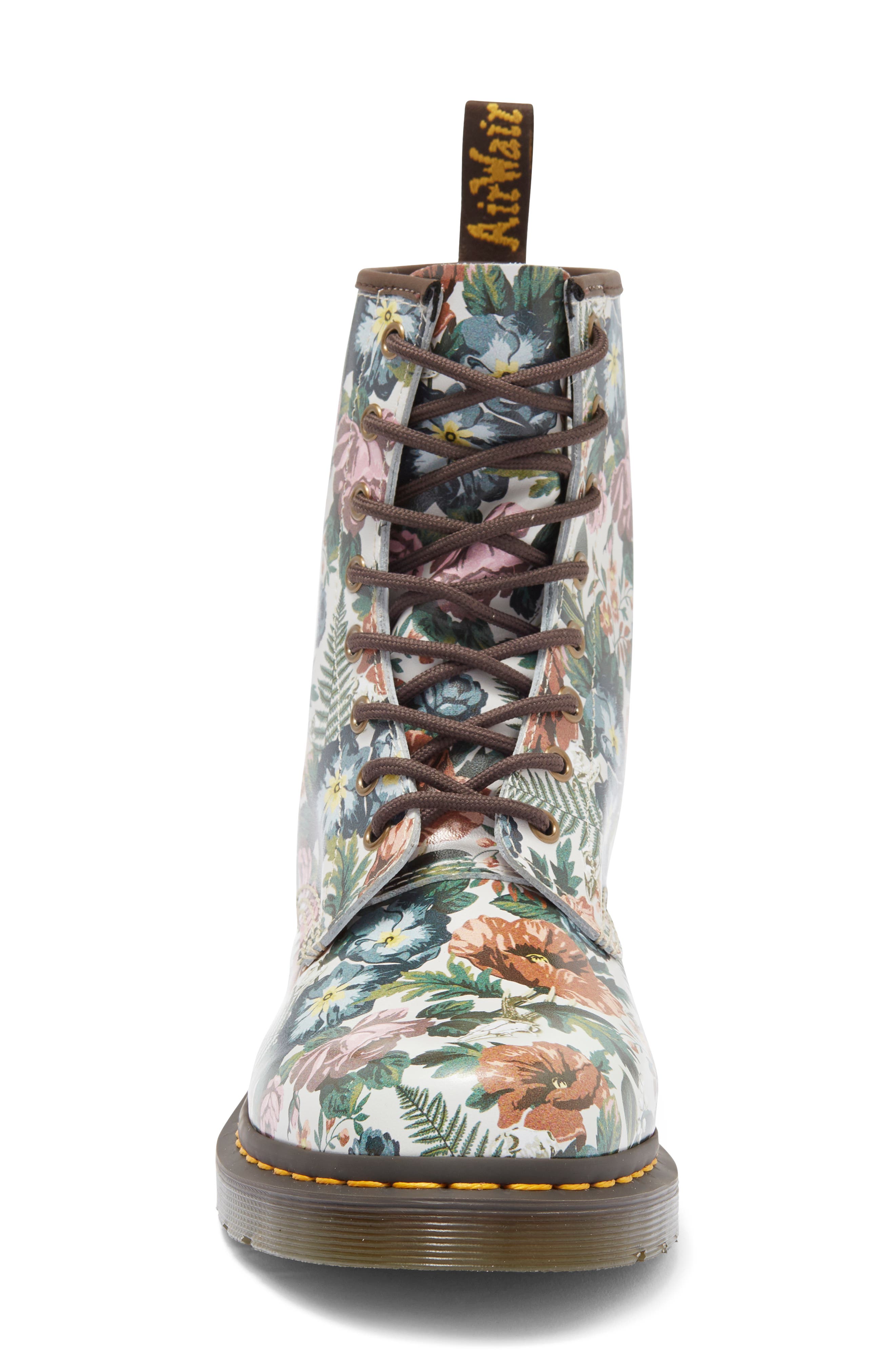 1460 Floral Combat Boot, Alternate, color, ENGLISH GARDEN BACKHAND