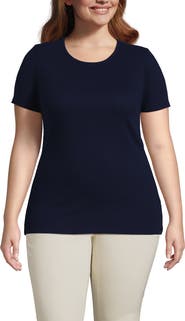 Lands' End Plus Size Micro Rib T-Shirt