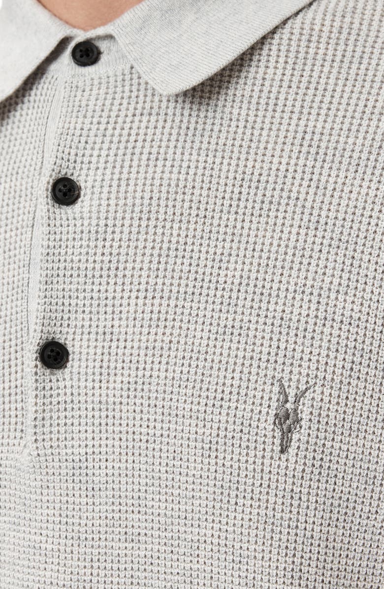 AllSaints Waffle Knit Polo, Alternate, color, Moon Grey
