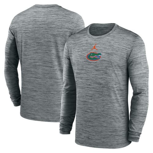 Shop Jordan Brand Charcoal Florida Gators 2025 Sideline Velocity Performance Long Sleeve T-shirt
