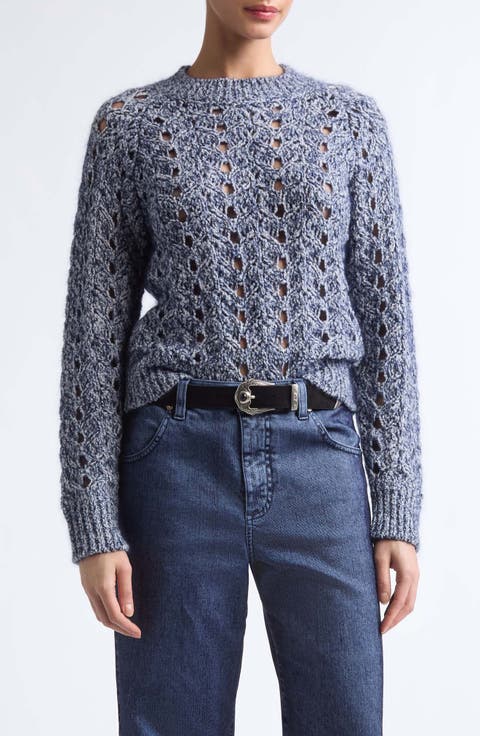 Open Stitch Wool Blend Sweater
