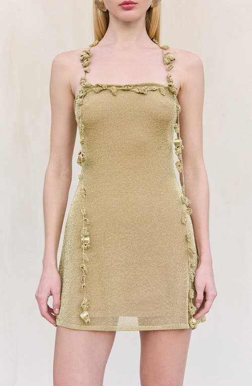 Cult Gaia Alonza Metallic Floral Appliqué Sweater Minidress