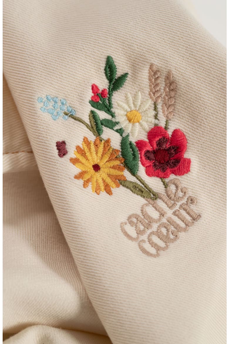 Romy Floral Embroidered Maternity/Nursing Denim Jacket, Alternate, color, BEIGE
