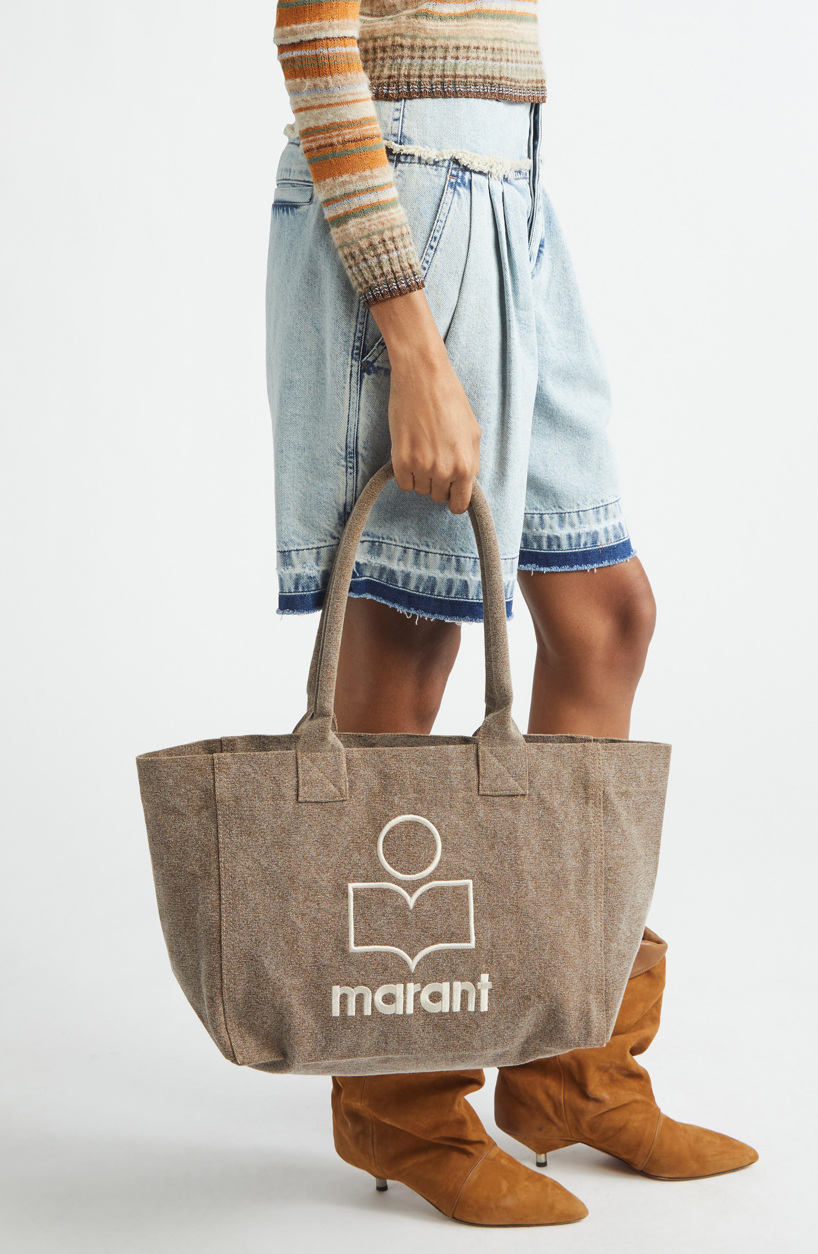Yenky Zipped Embroidered Logo Canvas Tote, Alternate, color, DARK KHAKI