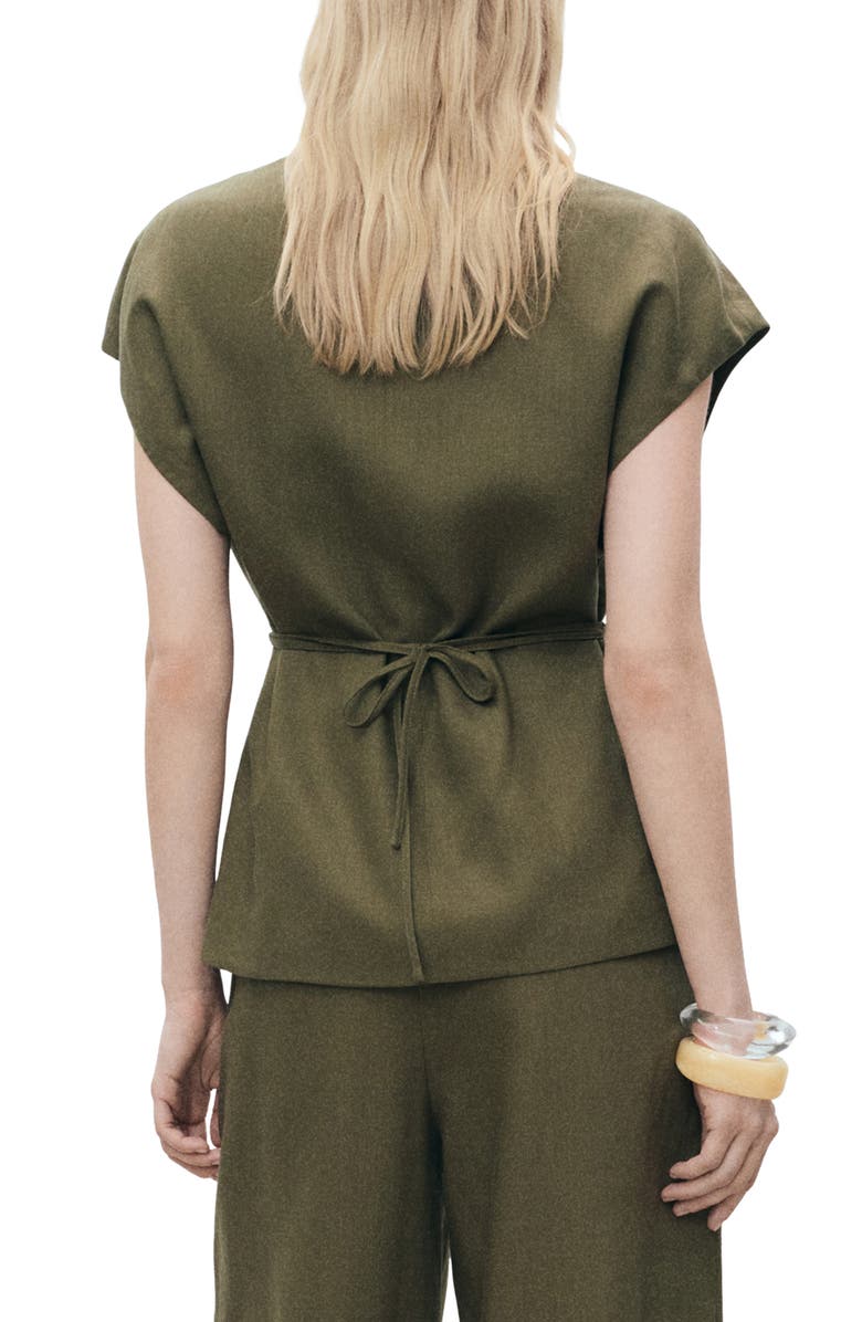 MANGO Wrap Top, Alternate, color, Khaki Green