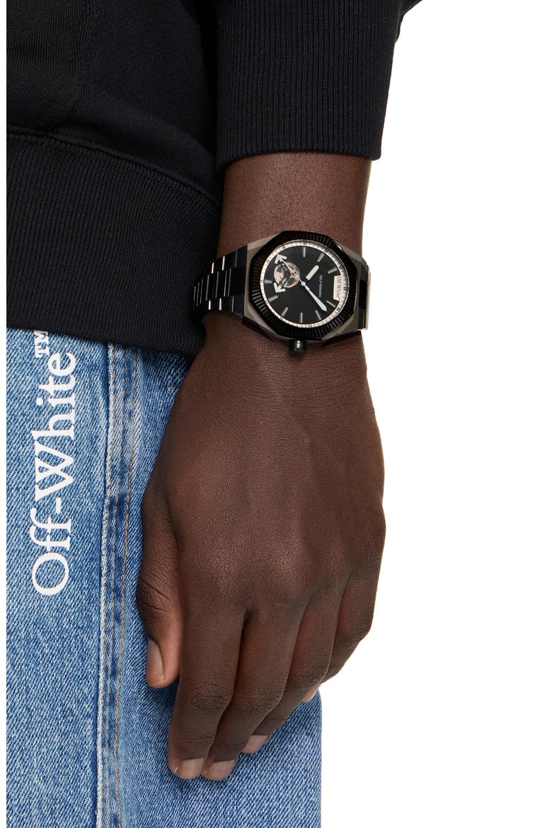 Side Note Automatic Bracelet Watch, 41mm, Main, color, IP BLACK