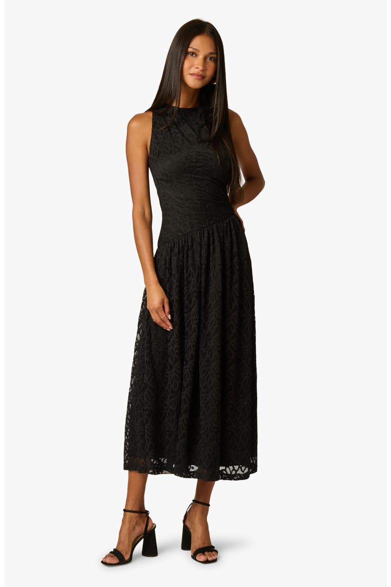 Stretch Lace Midi Dress, Alternate, color, BLACK