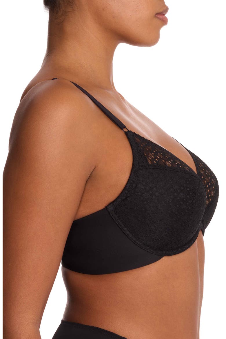 Harmony Smooth Back Lace T-Shirt Bra, Alternate, color, BLACK