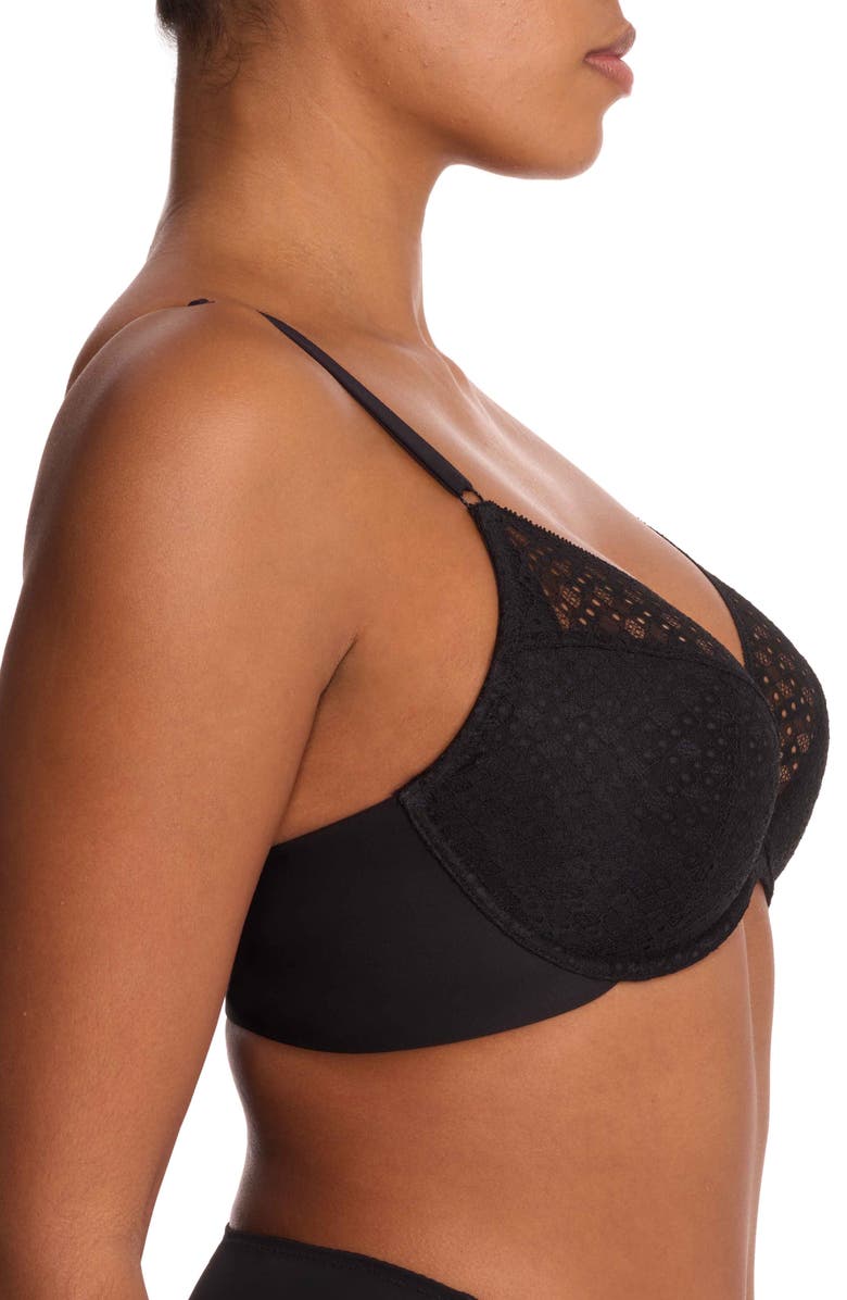 Natori Harmony Smooth Back Lace T-Shirt Bra, Alternate, color, Black