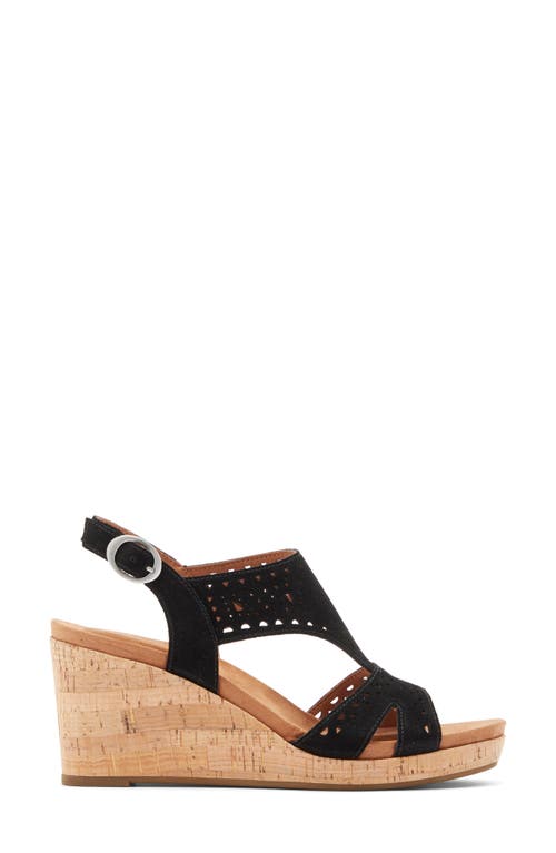Rockport Belis Laser-cut Platform Wedge Sandal In Black