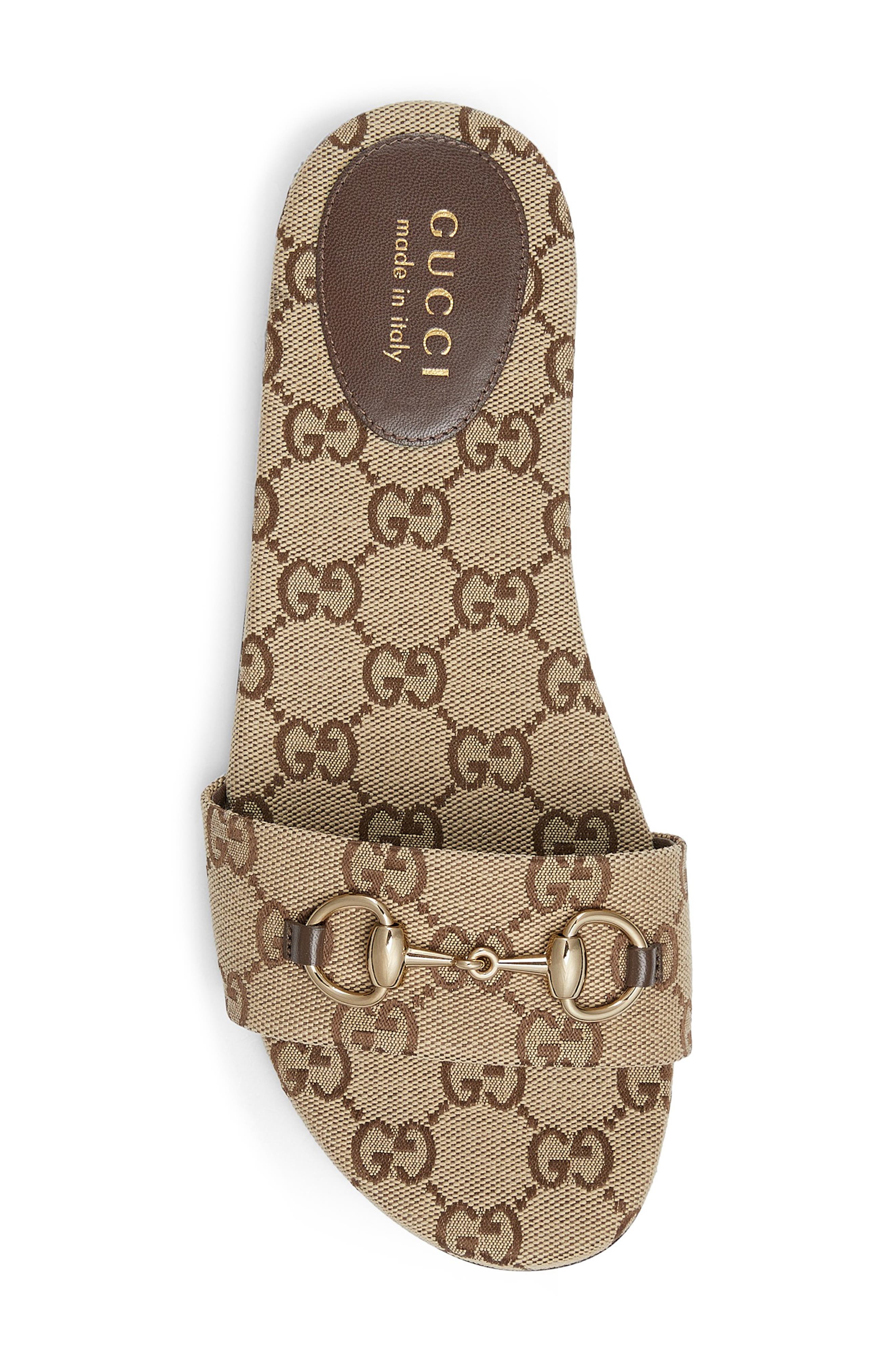 Gucci Siaga Horsebit Slide Sandal, Alternate, color, Camel Ebony/New Acer