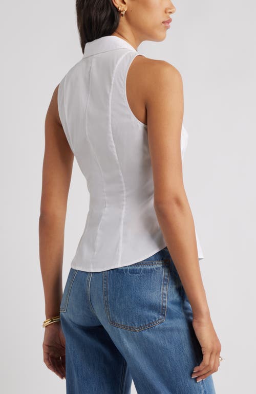 Open Edit Sleeveless Button-up Shirt In White