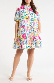 SUGARLIPS Kress Floral Domis Cotton Shift Minidress