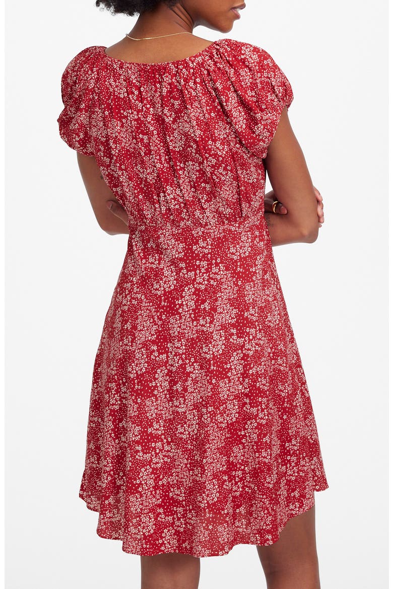 Floral Ruched Scoop Neck Minidress, Alternate, color, HARPER FLORAL RED WHITE
