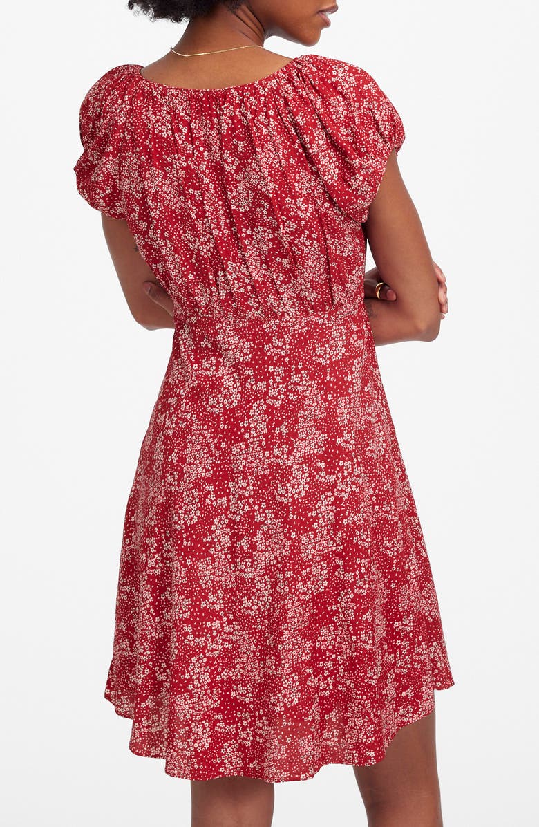 Madewell Floral Ruched Scoop Neck Minidress, Alternate, color, Harper Floral Red White