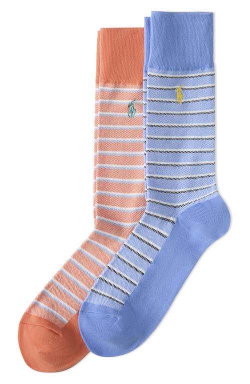 Polo Ralph Lauren Assorted 2-pack Oxford Stripe Dress Socks In Soft Blue/peach