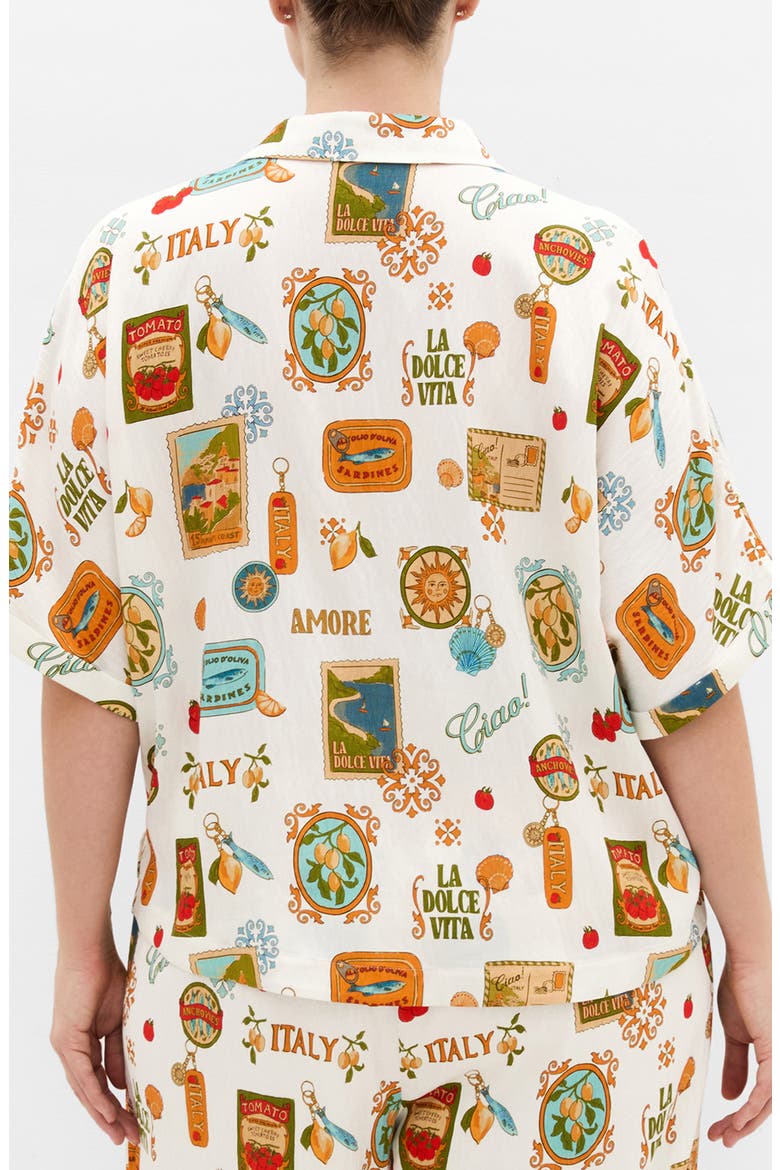 Amore Amalfi Print Button-Up Shirt, Alternate, color, CREME LA DOLCHE