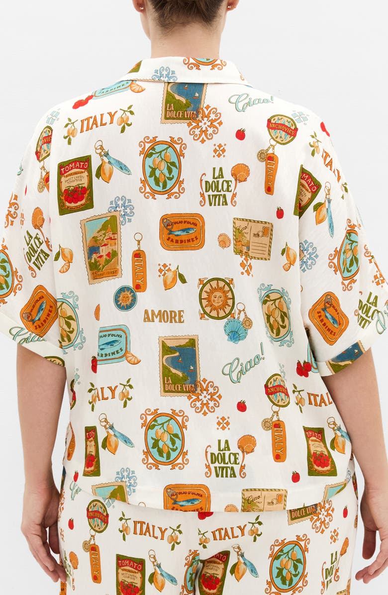 City Chic Amore Amalfi Print Button-Up Shirt, Alternate, color, 